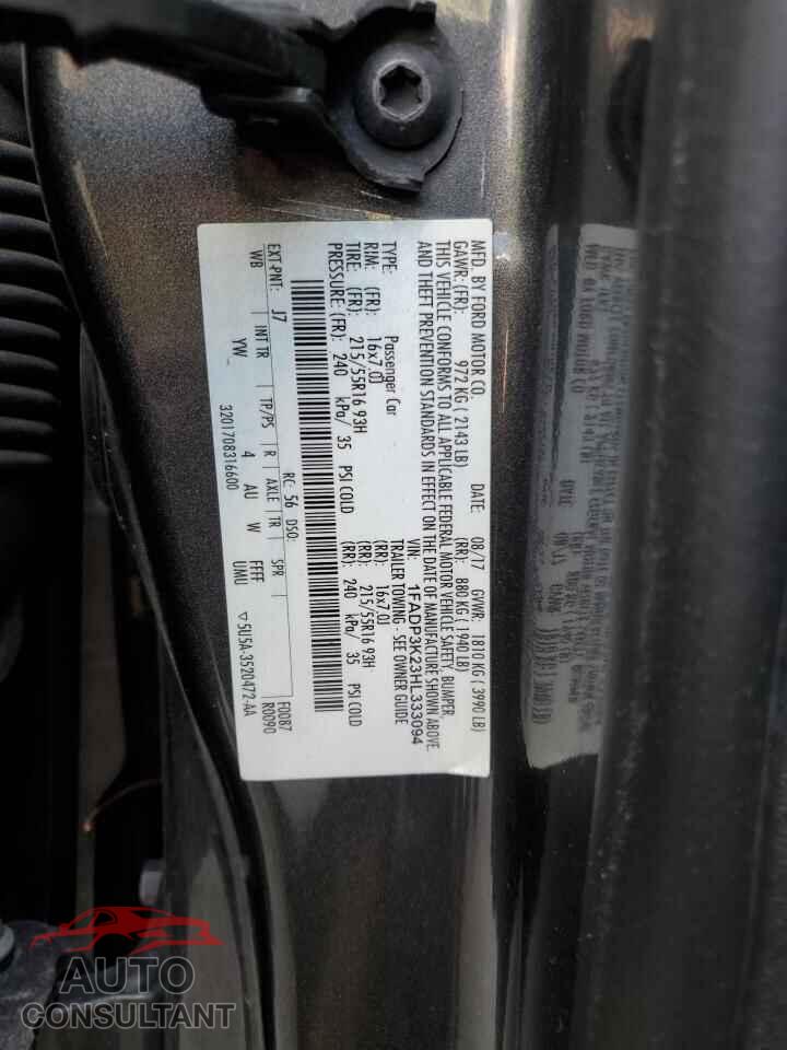 FORD FOCUS 2017 - 1FADP3K23HL333094