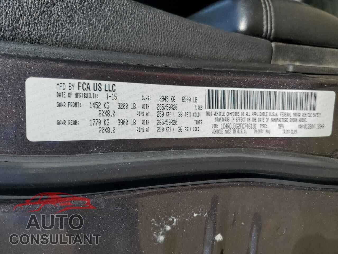 DODGE DURANGO 2015 - 1C4RDJDG2FC746191