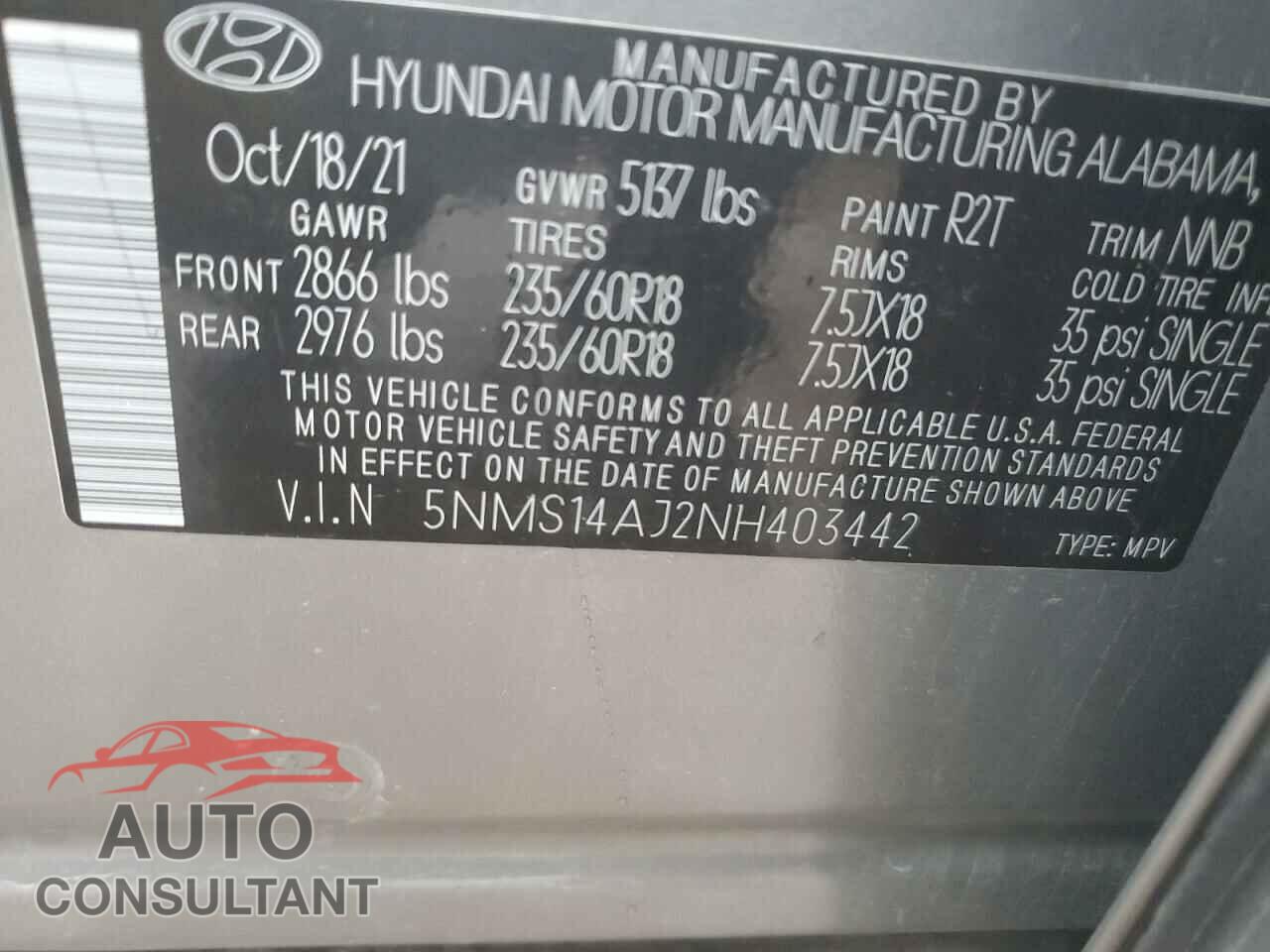 HYUNDAI SANTA FE 2022 - 5NMS14AJ2NH403442