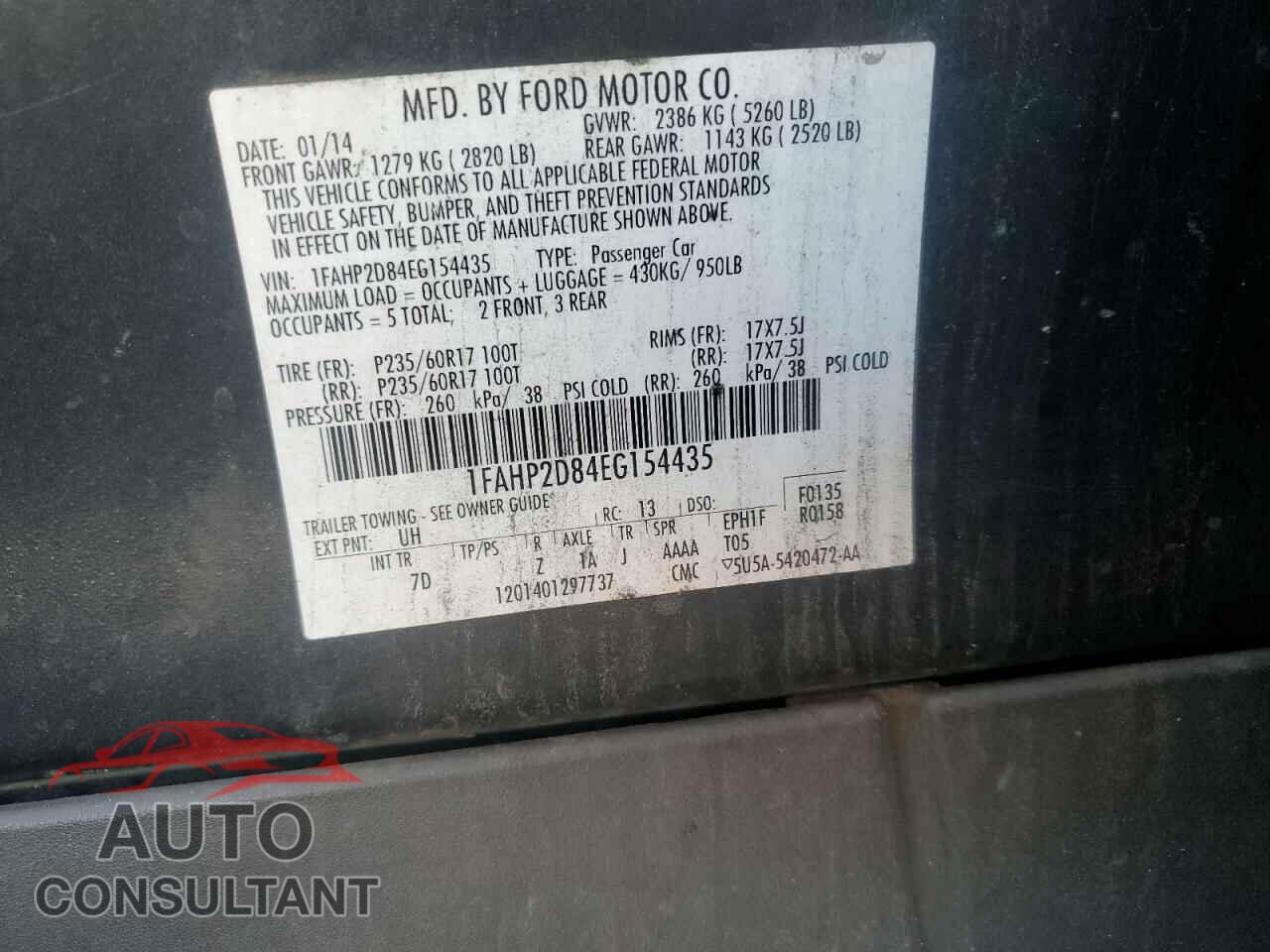 FORD TAURUS 2014 - 1FAHP2D84EG154435