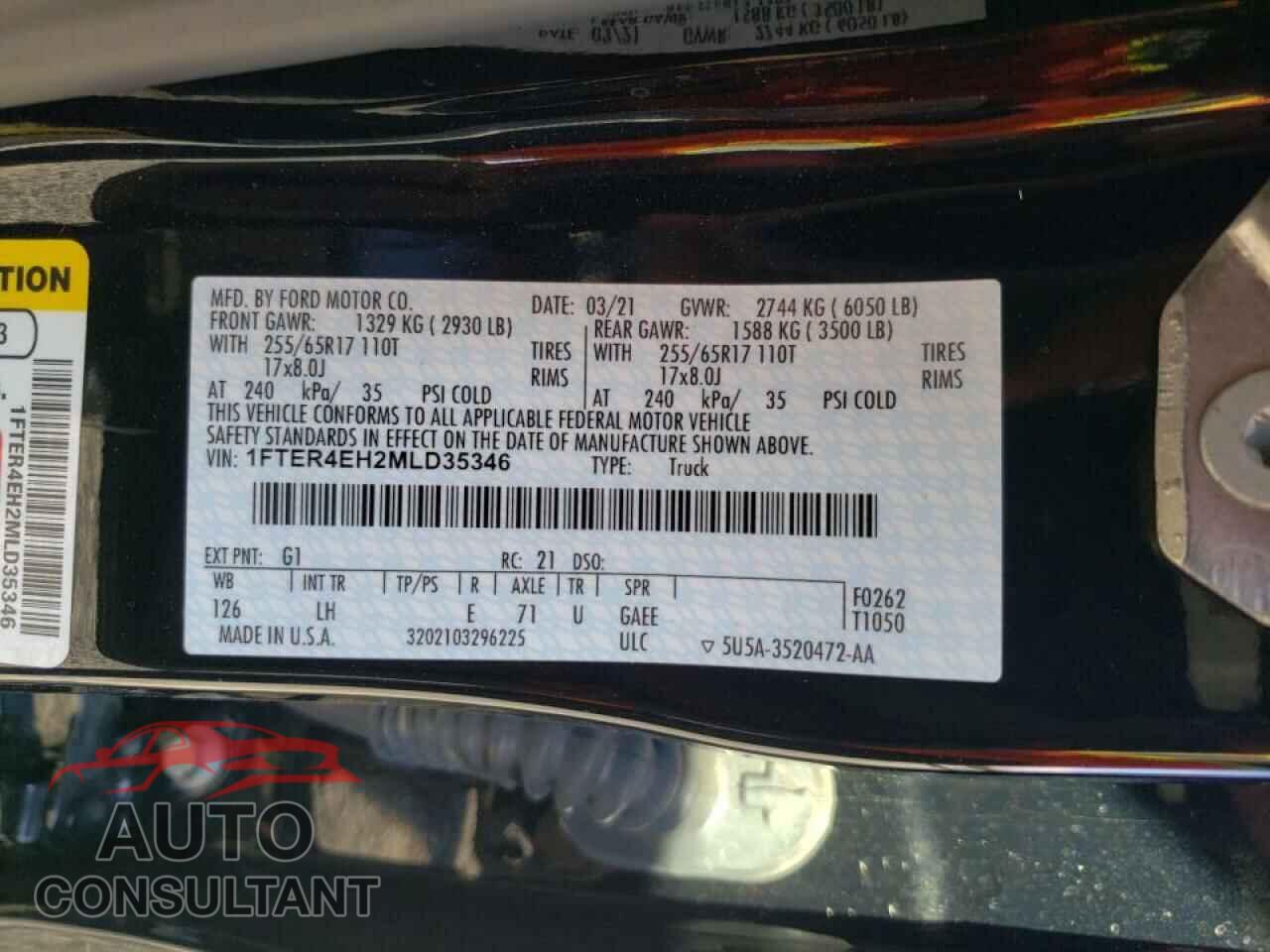 FORD RANGER 2021 - 1FTER4EH2MLD35346