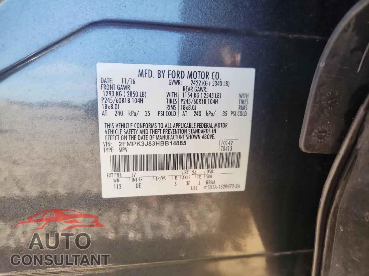 FORD EDGE 2017 - 2FMPK3J83HBB14885