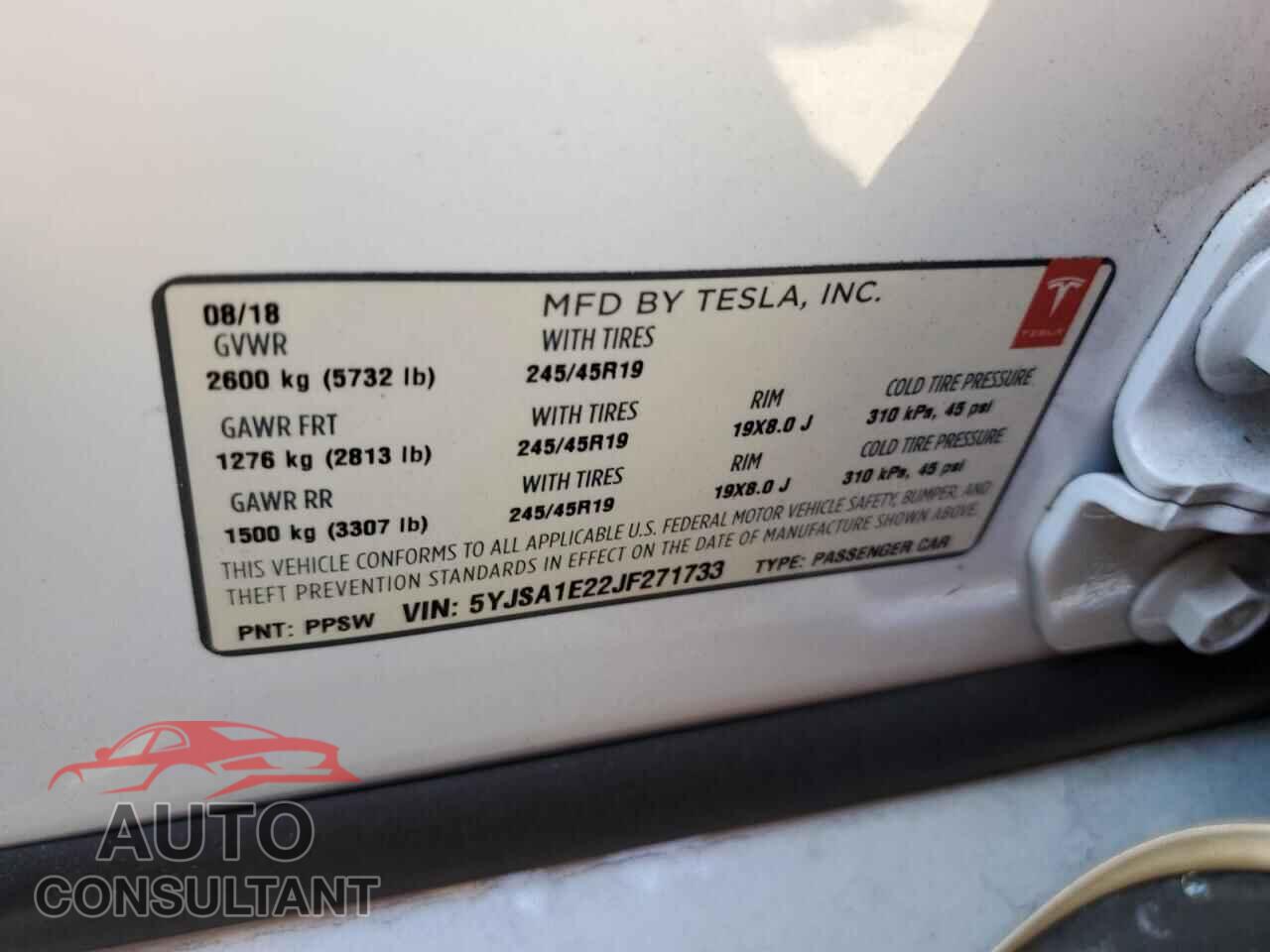 TESLA MODEL S 2018 - 5YJSA1E22JF271733