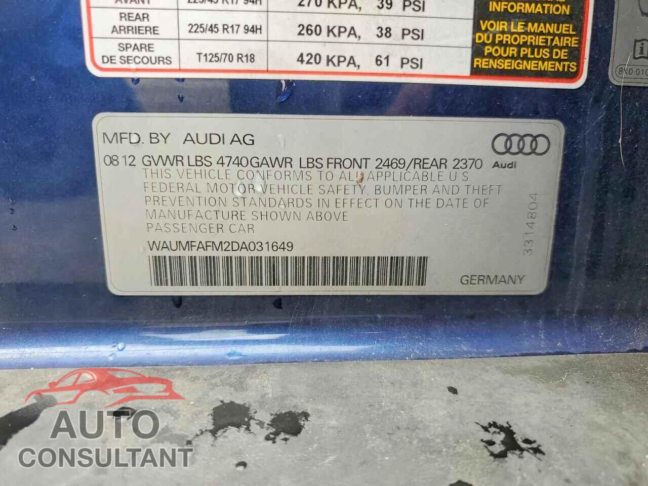 AUDI A3 2013 - WAUMFAFM2DA031649