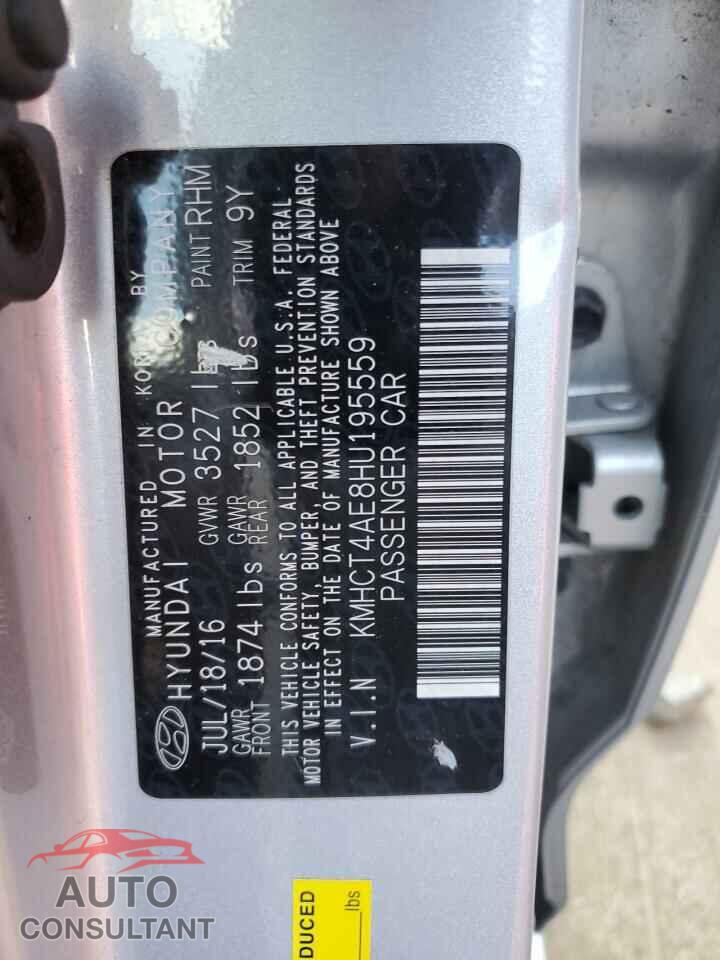 HYUNDAI ACCENT 2017 - KMHCT4AE8HU195559