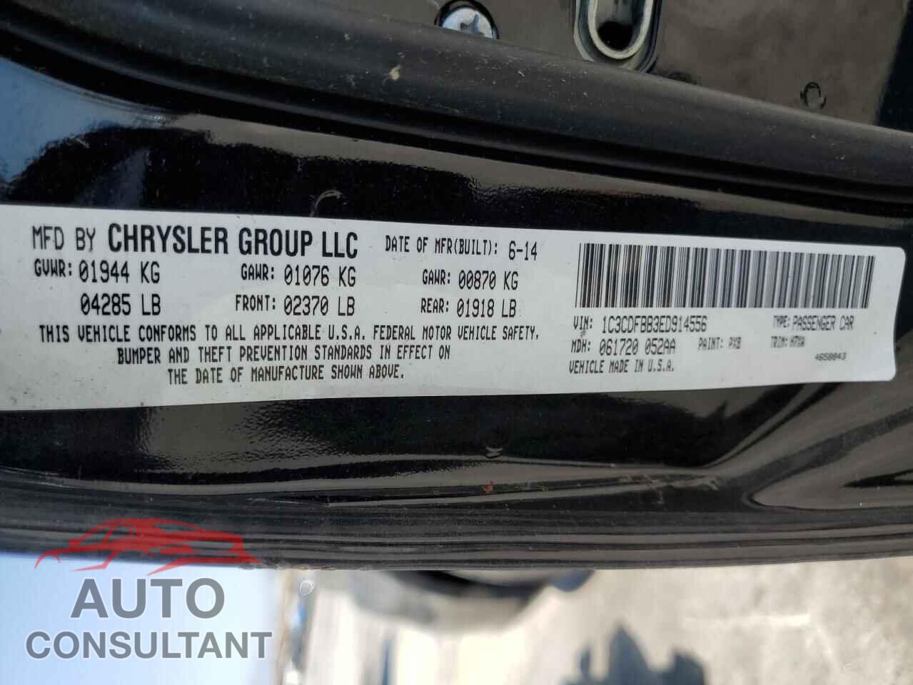 DODGE DART 2014 - 1C3CDFBB3ED914556