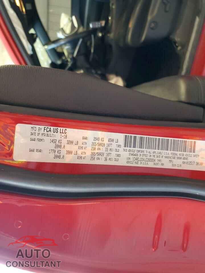 DODGE DURANGO 2018 - 1C4RDJDG4JC265934
