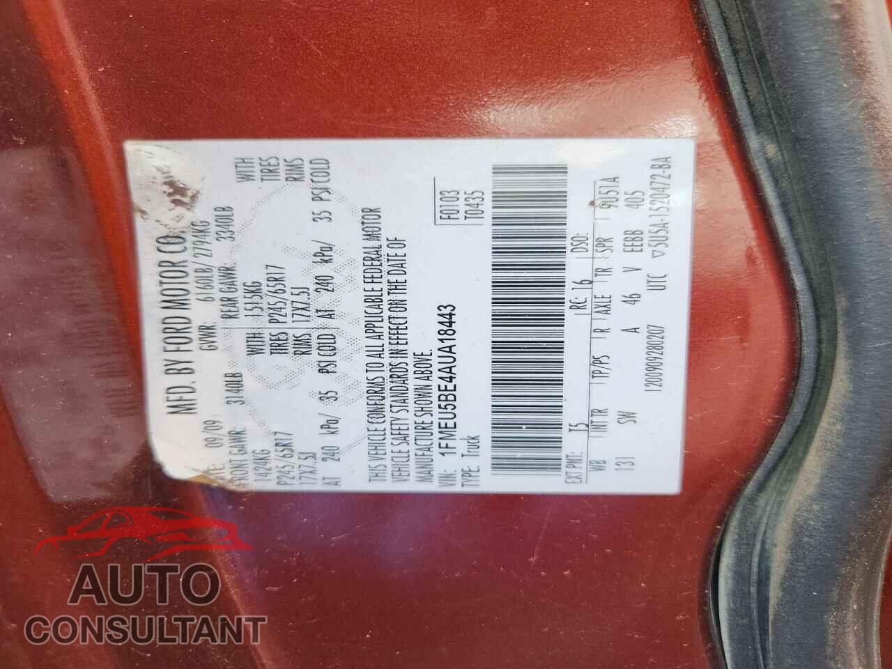 FORD EXPLORER 2010 - 1FMEU5BE4AUA18443