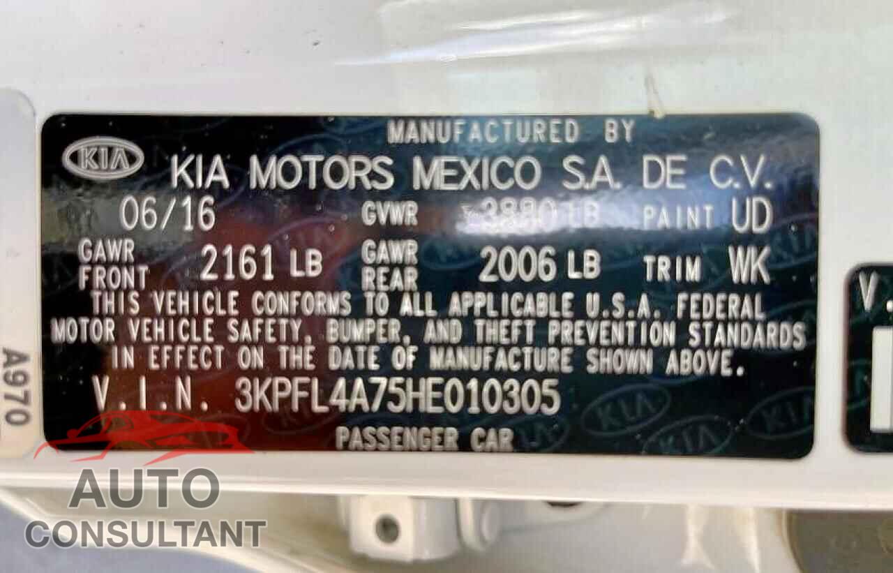 KIA FORTE 2017 - 3KPFL4A75HE010305