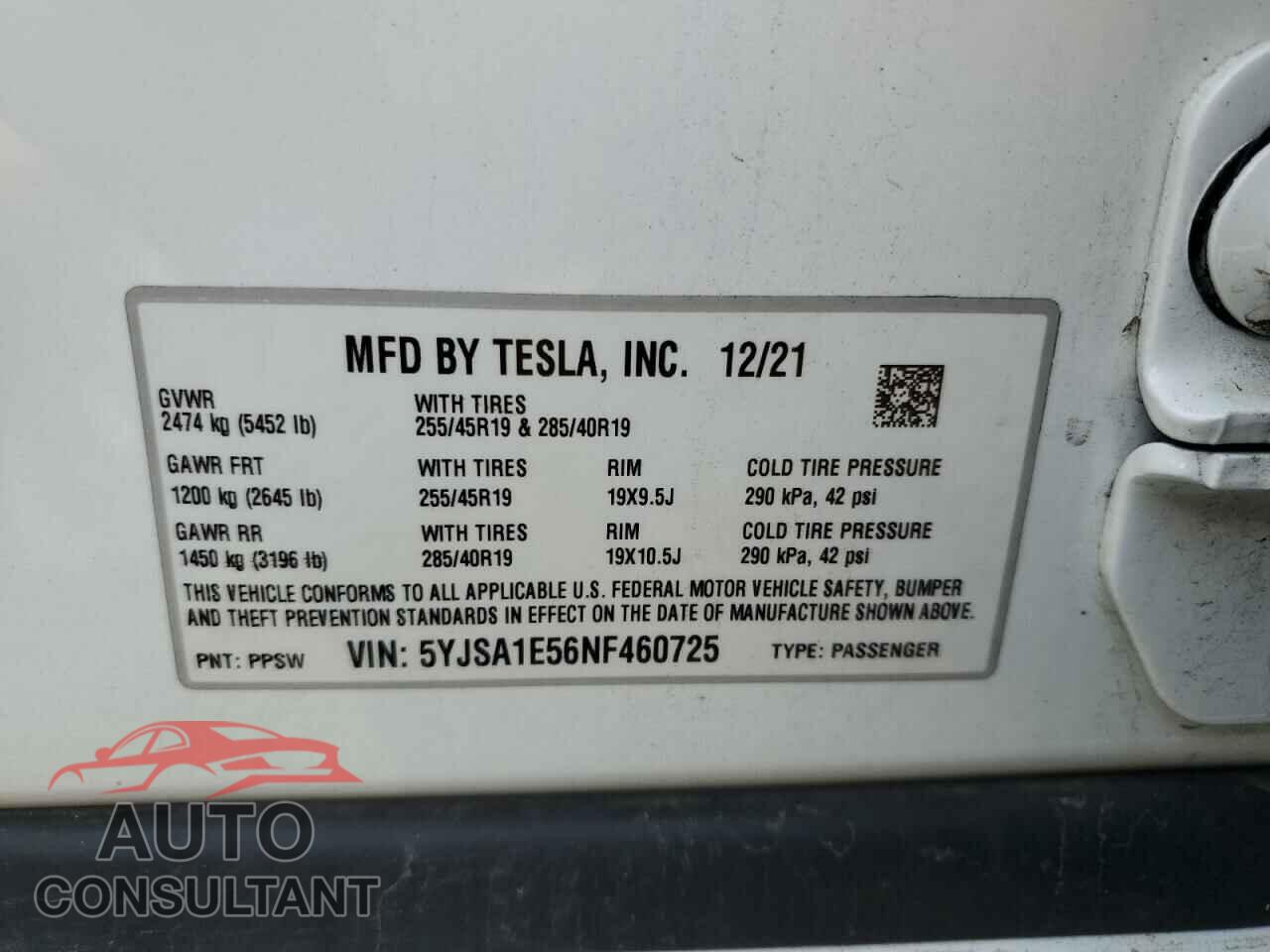 TESLA MODEL S 2022 - 5YJSA1E56NF460725