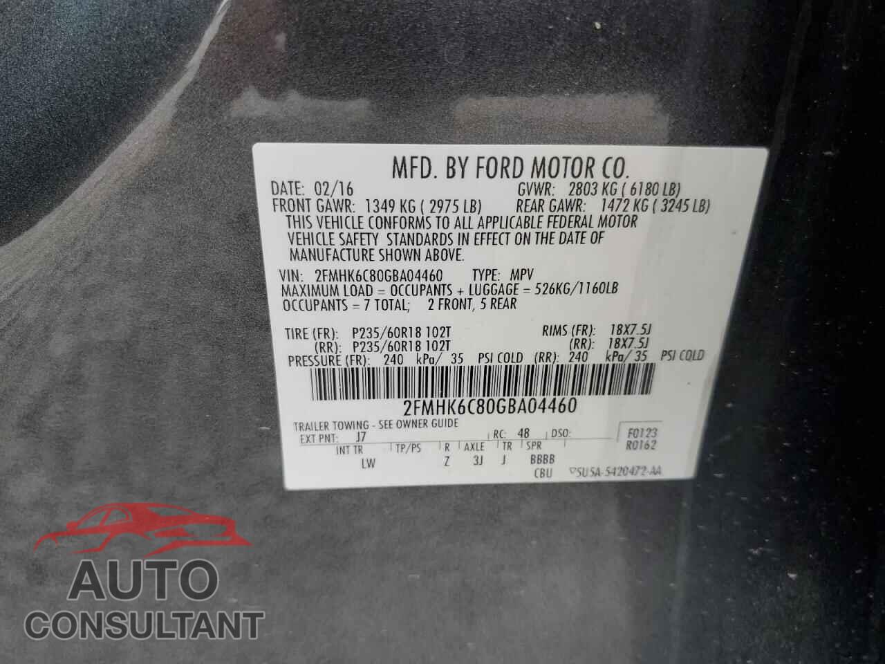 FORD FLEX 2016 - 2FMHK6C80GBA04460