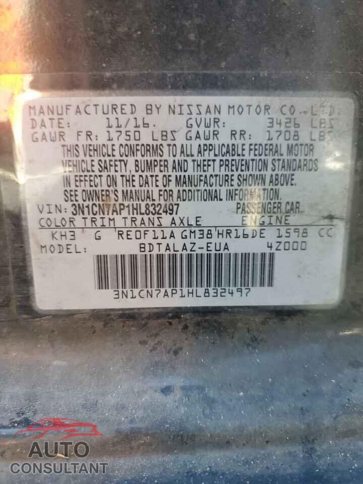 NISSAN VERSA 2017 - 3N1CN7AP1HL832497