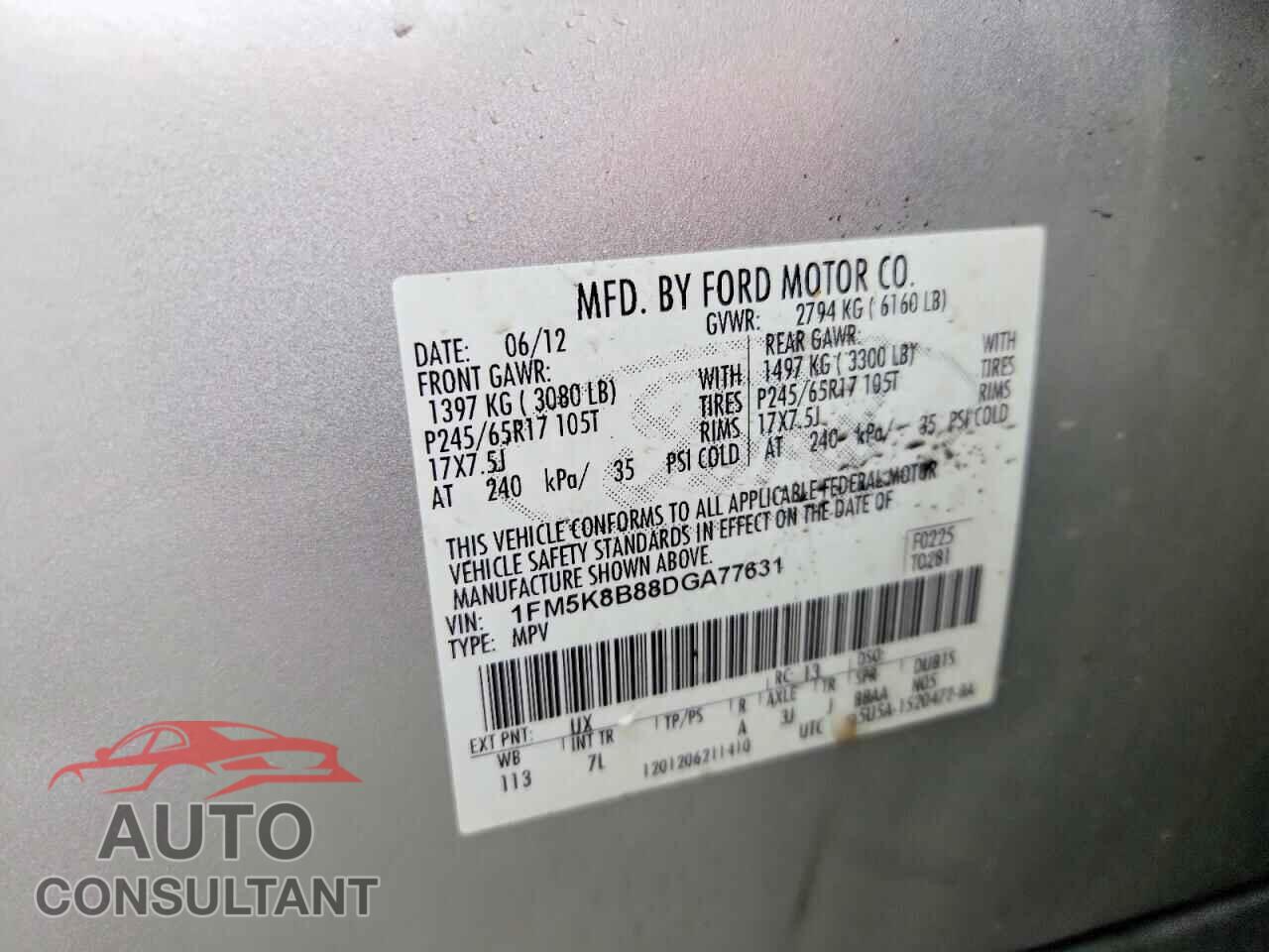 FORD EXPLORER 2013 - 1FM5K8B88DGA77631