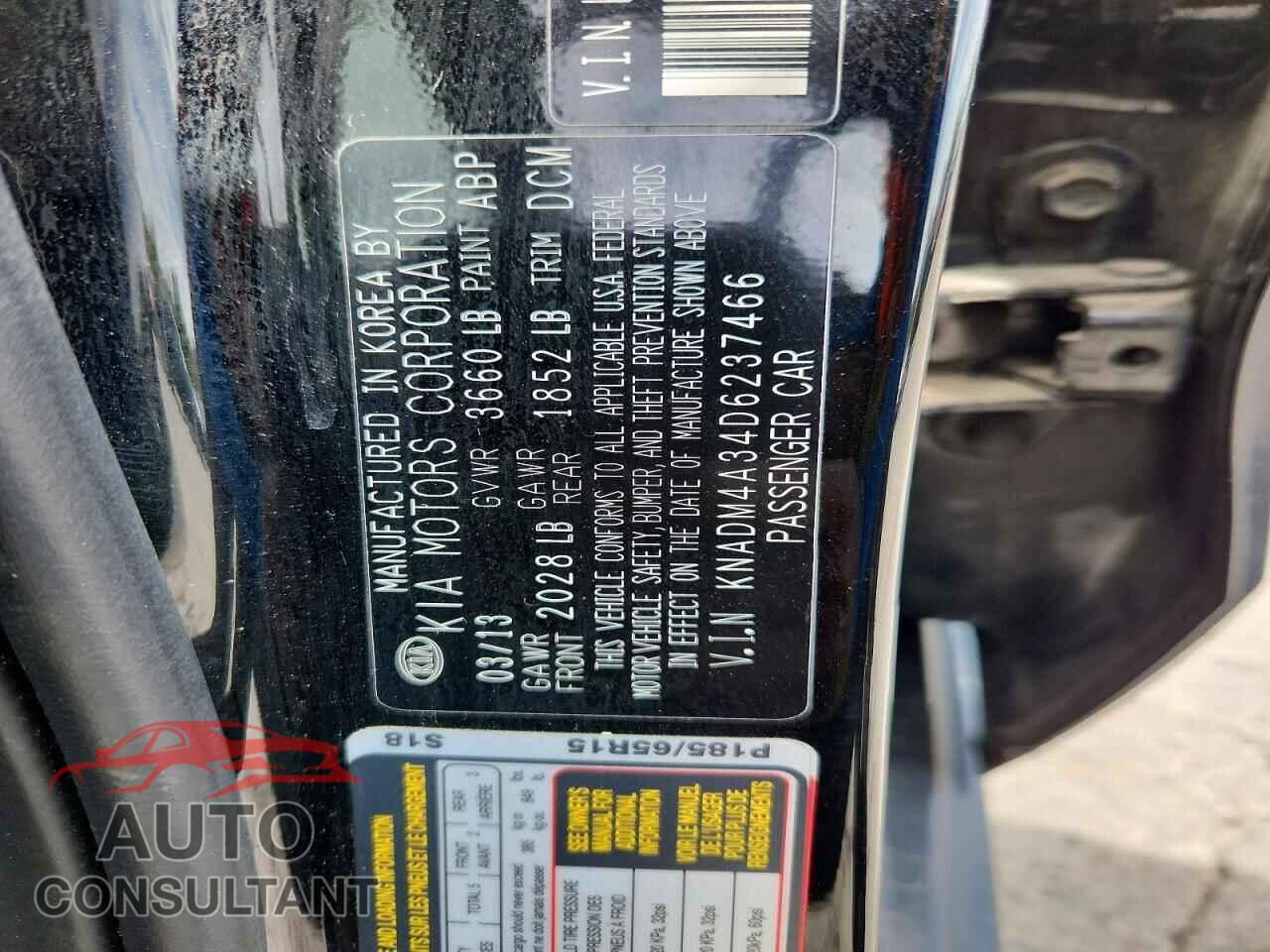 KIA RIO 2013 - KNADM4A34D6237466