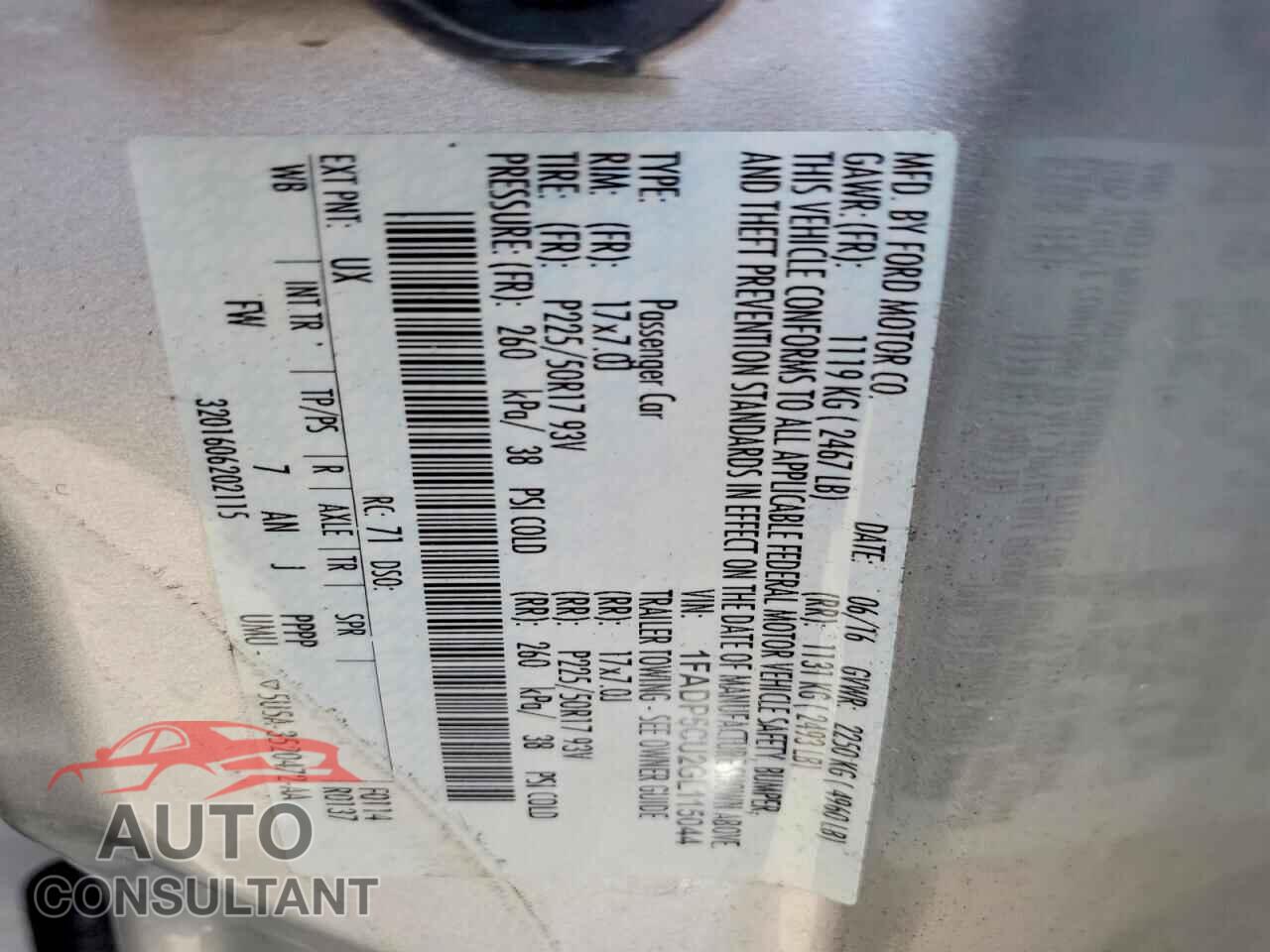 FORD CMAX 2016 - 1FADP5CU2GL115044
