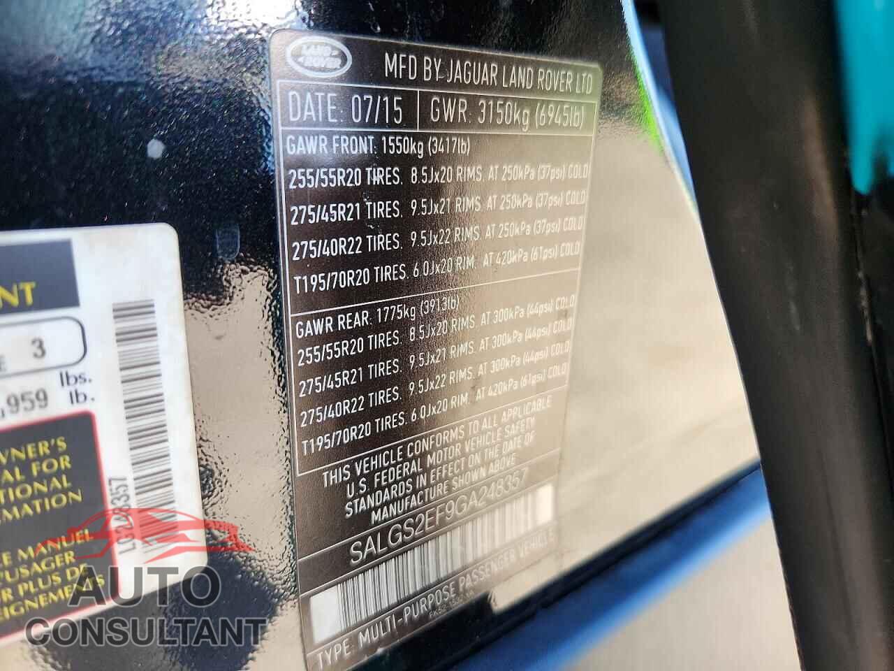 LAND ROVER RANGEROVER 2016 - SALGS2EF9GA248357