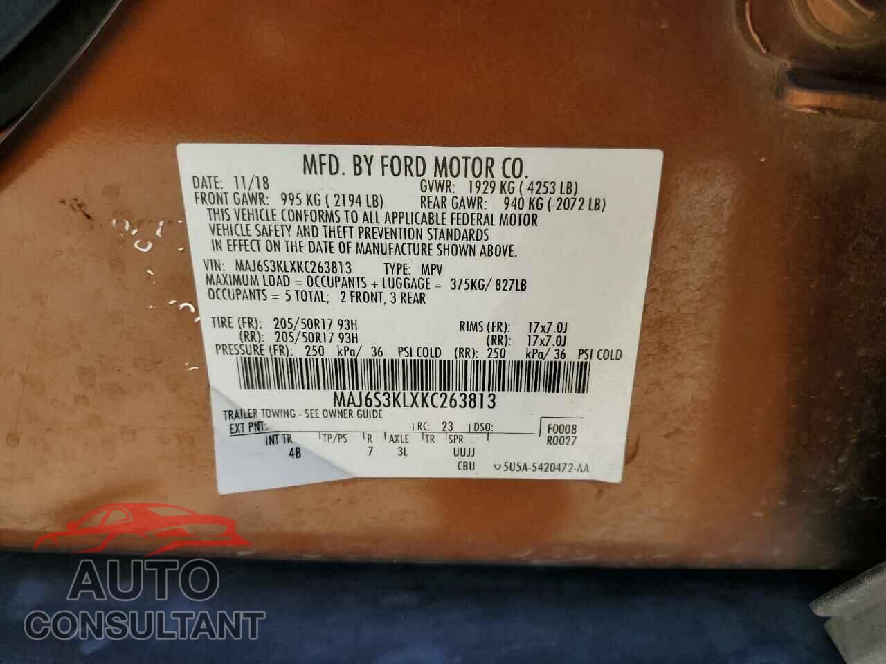FORD ECOSPORT 2019 - MAJ6S3KLXKC263813