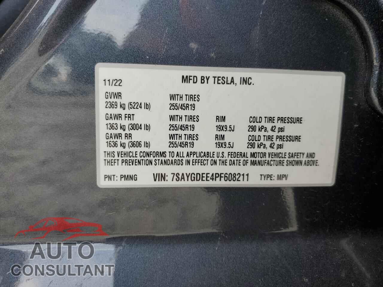 TESLA MODEL Y 2023 - 7SAYGDEE4PF608211