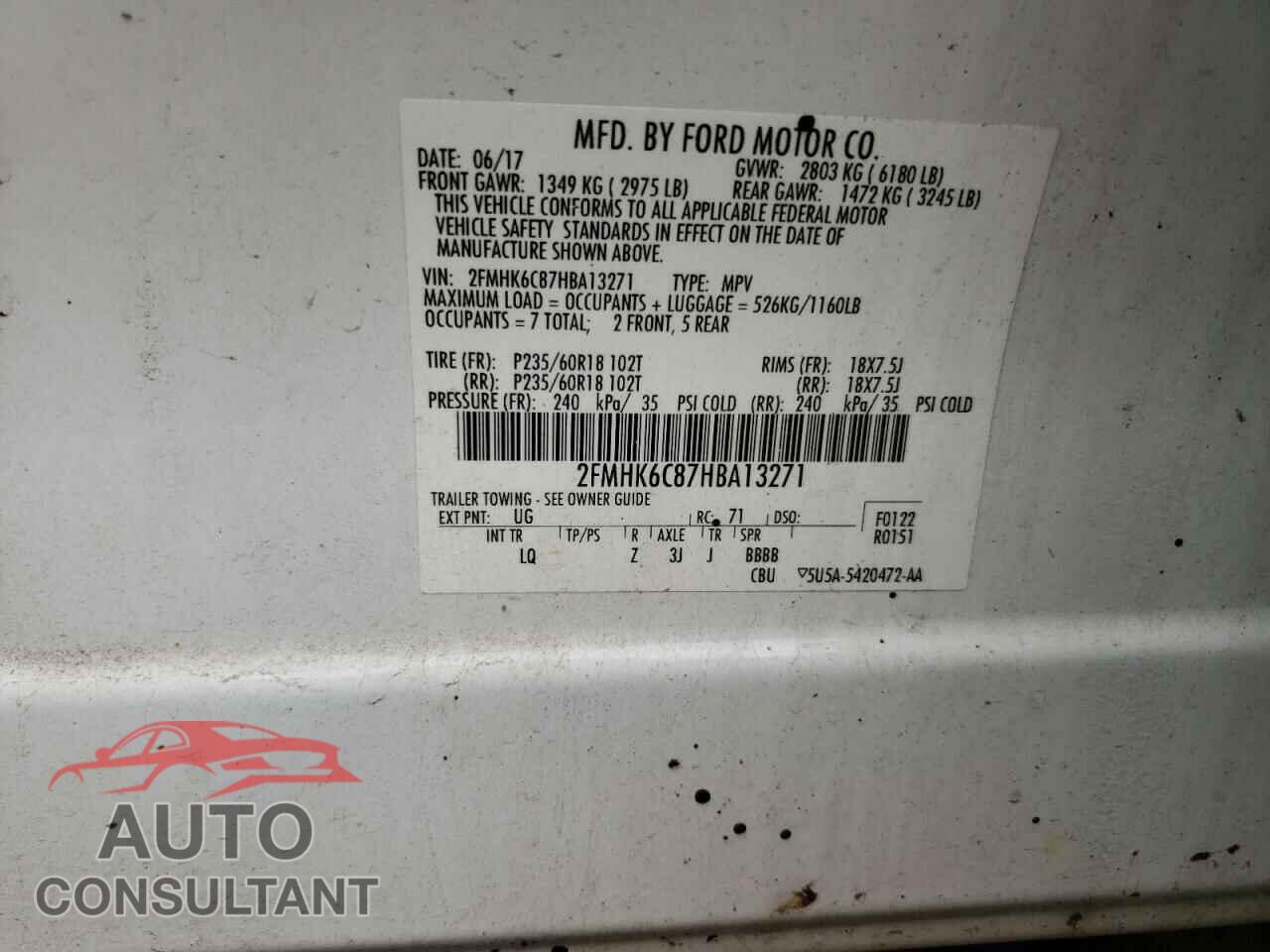 FORD FLEX 2017 - 2FMHK6C87HBA13271