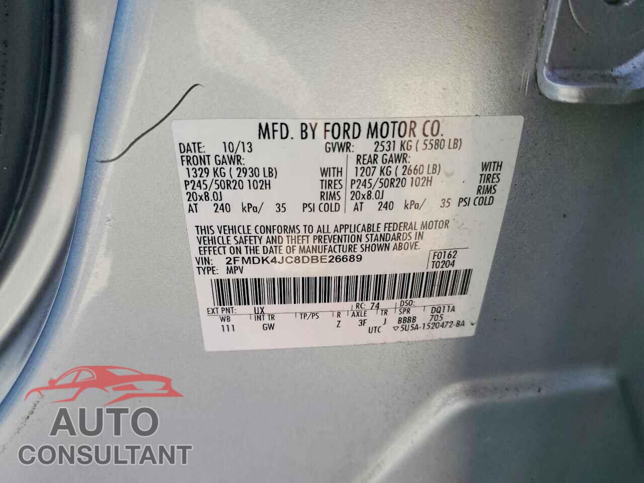 FORD EDGE 2013 - 2FMDK4JC8DBE26689