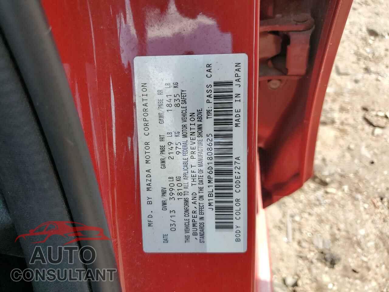 MAZDA 3 2013 - JM1BL1MP6D1808625