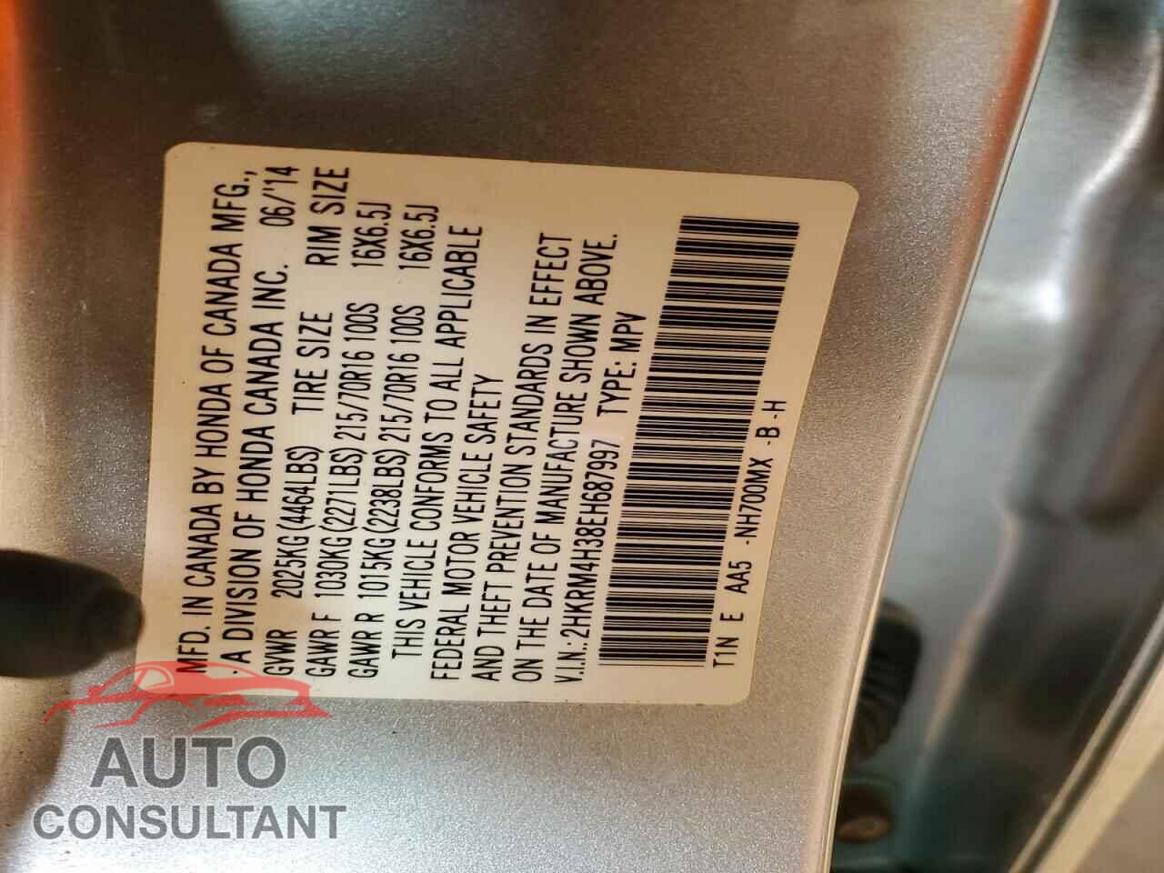 HONDA CRV 2014 - 2HKRM4H38EH687997