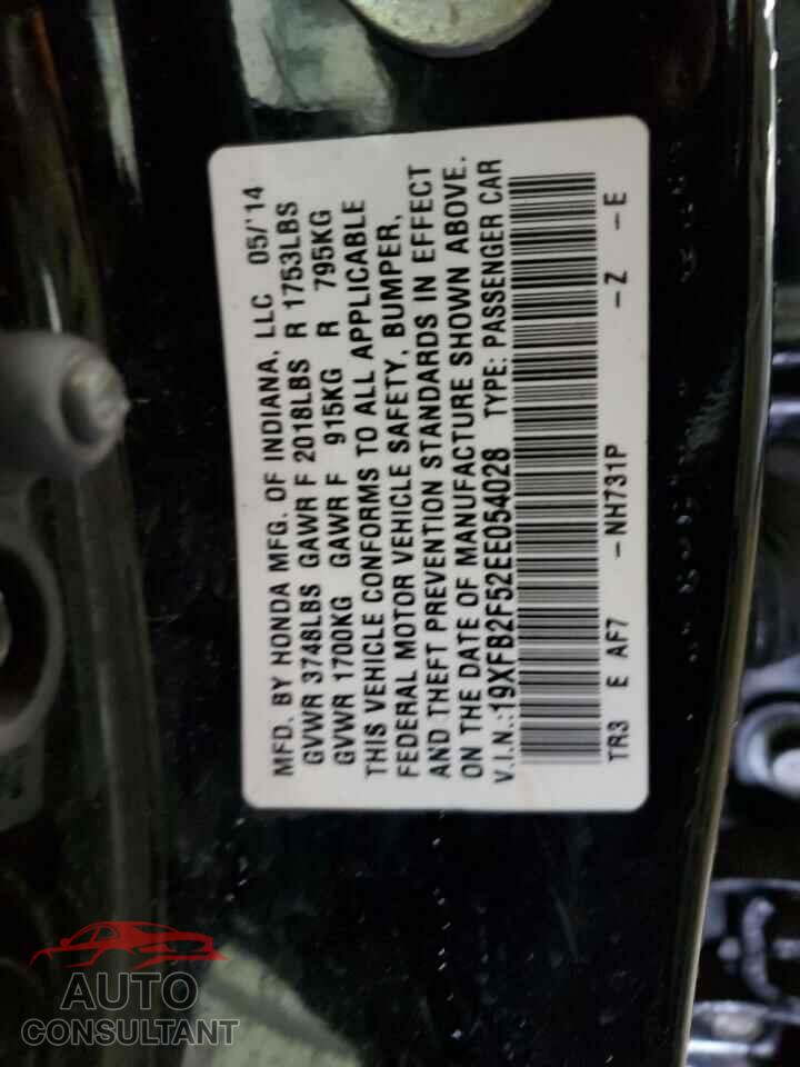 HONDA CIVIC 2014 - 19XFB2F52EE054028