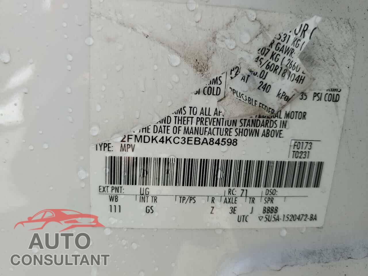FORD EDGE 2014 - 2FMDK4KC3EBA84598