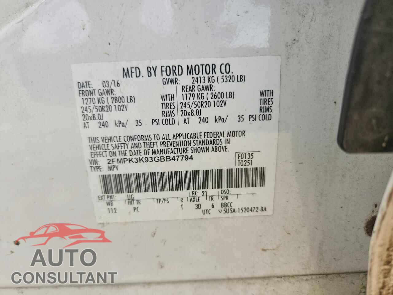 FORD EDGE 2016 - 2FMPK3K93GBB47794
