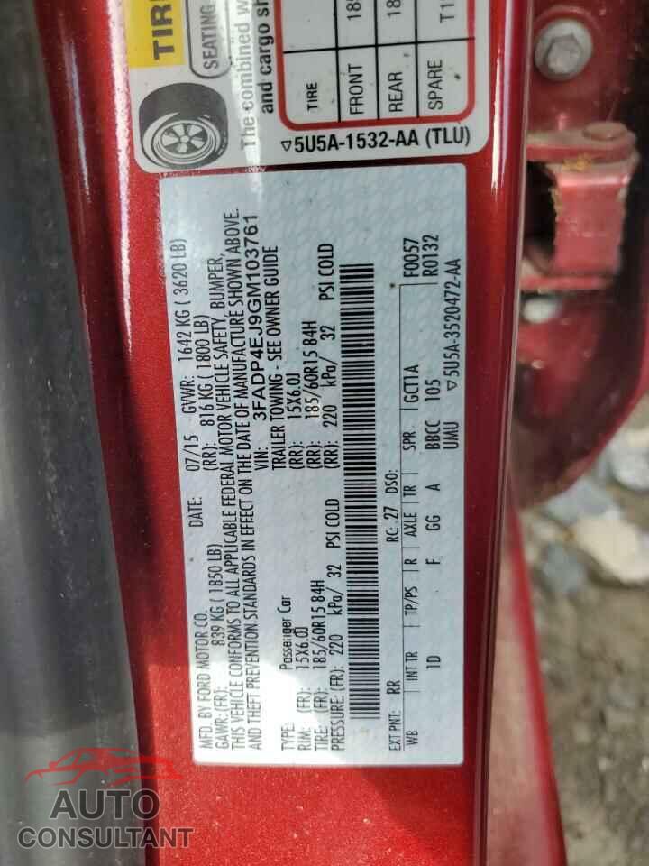 FORD FIESTA 2016 - 3FADP4EJ9GM103761