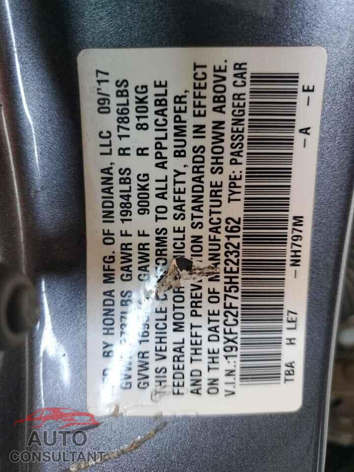 HONDA CIVIC 2017 - 19XFC2F75HE232162