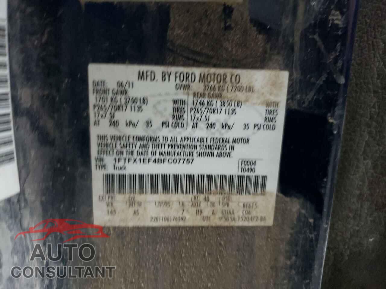 FORD F-150 2011 - 1FTFX1EF4BFC07757