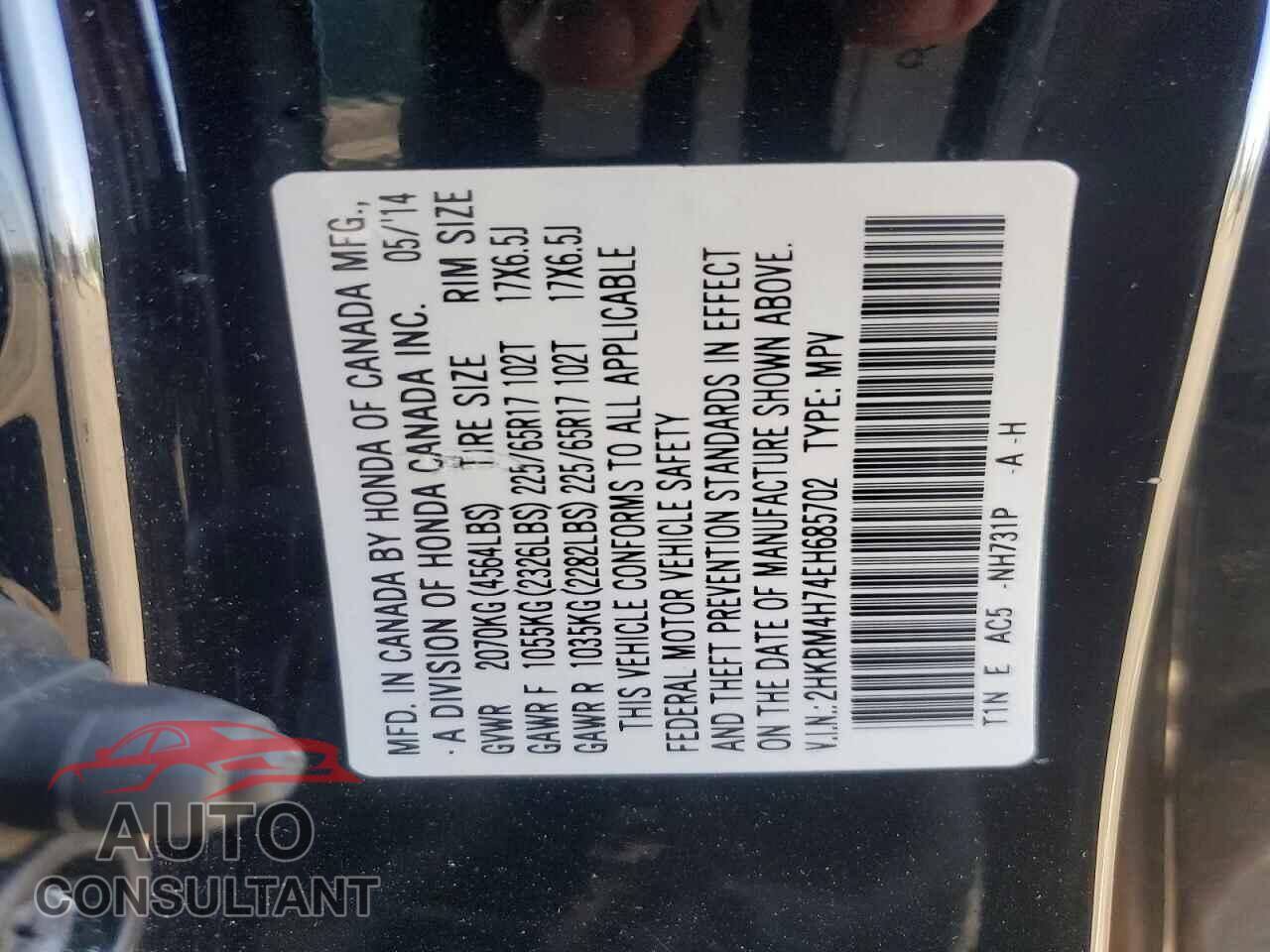 HONDA CRV 2014 - 2HKRM4H74EH685702