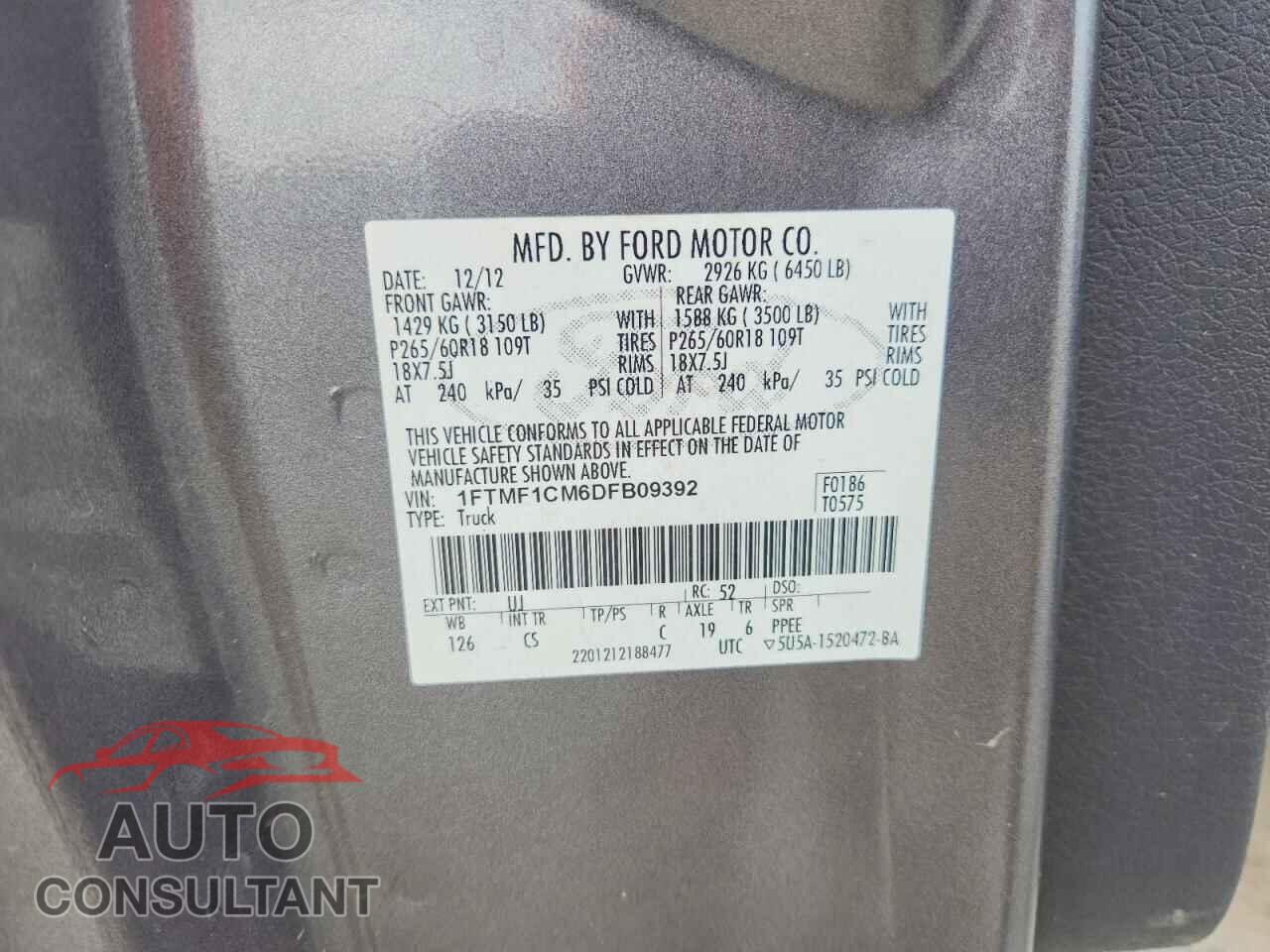 FORD F150 2013 - 1FTMF1CM6DFB09392