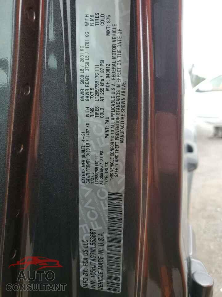 JEEP GLADIATOR 2021 - 1C6HJTAG7ML563667