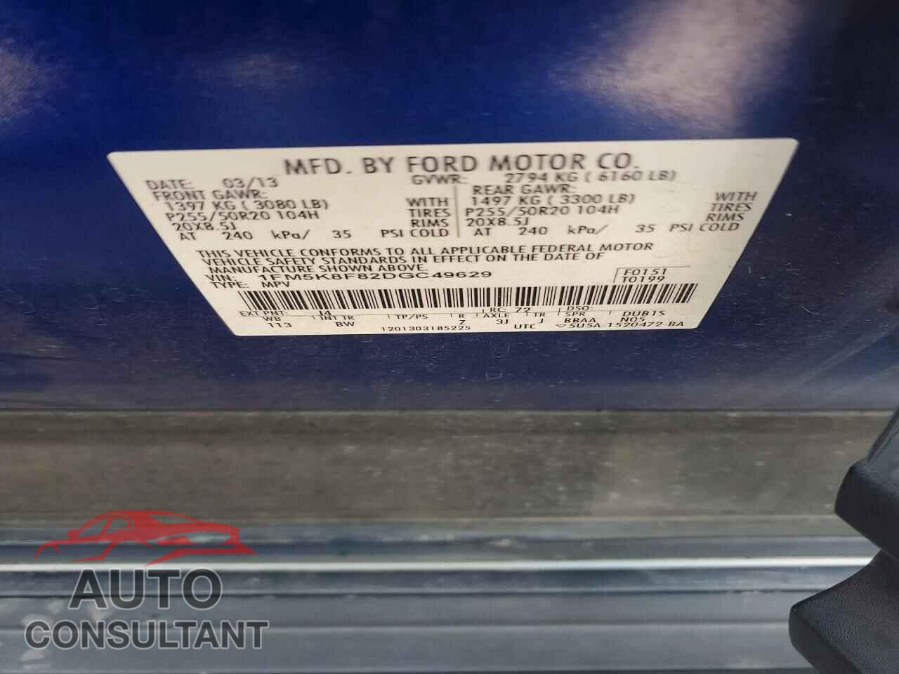 FORD EXPLORER 2013 - 1FM5K8F82DGC49629