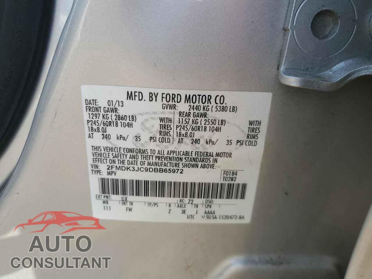 FORD EDGE 2013 - 2FMDK3JC9DBB65972