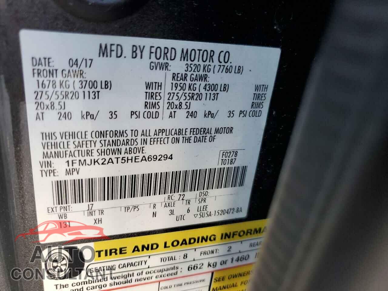 FORD EXPEDITION 2017 - 1FMJK2AT5HEA69294
