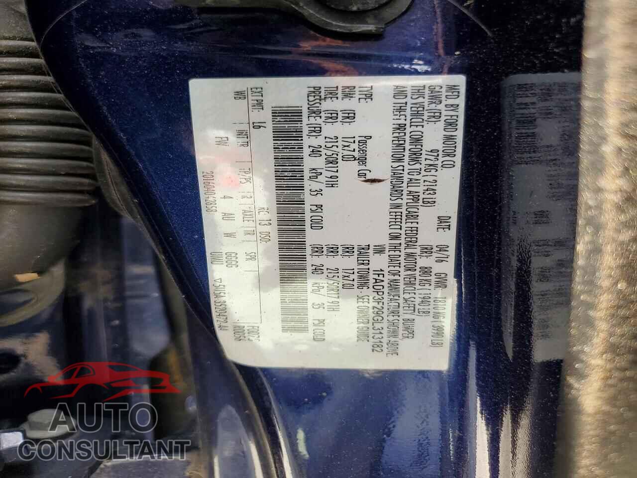 FORD FOCUS 2016 - 1FADP3F29GL313182