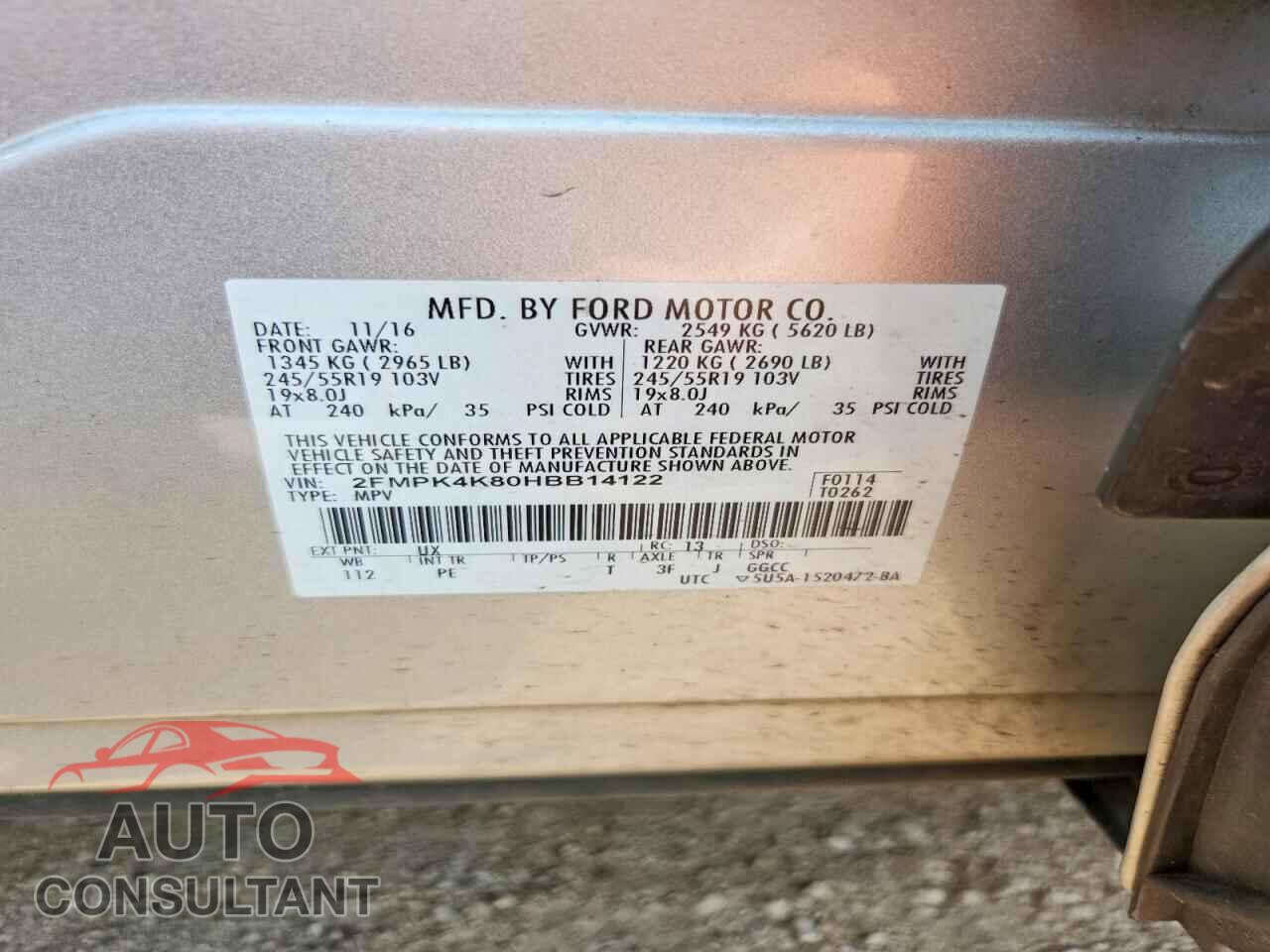 FORD EDGE 2017 - 2FMPK4K80HBB14122