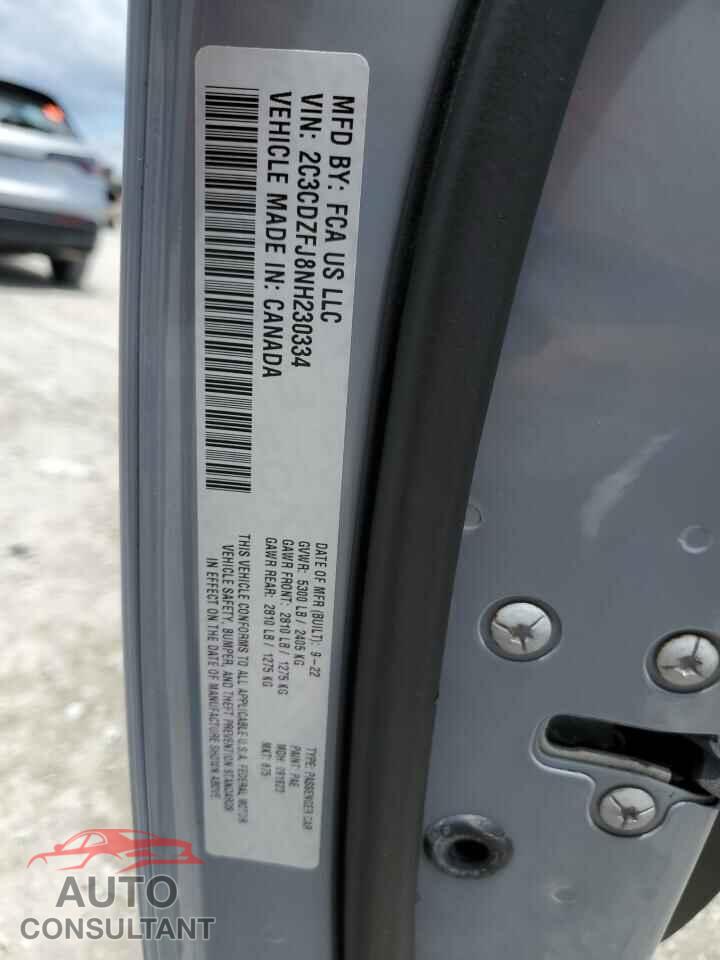 DODGE CHALLENGER 2022 - 2C3CDZFJ8NH230334