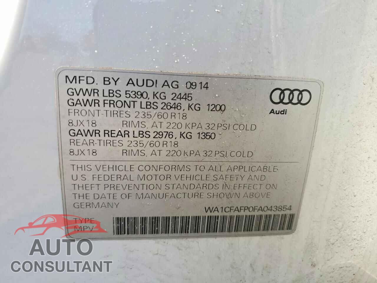 AUDI Q5 2015 - WA1CFAFP0FA043854