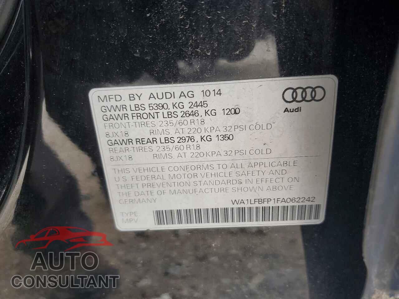 AUDI Q5 2015 - WA1LFBFP1FA062242
