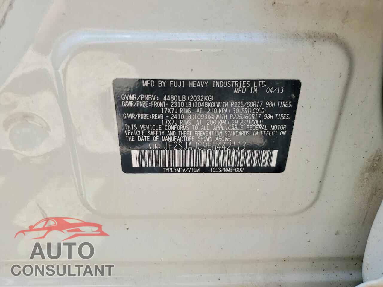 SUBARU FORESTER 2014 - JF2SJAJC9EH442113