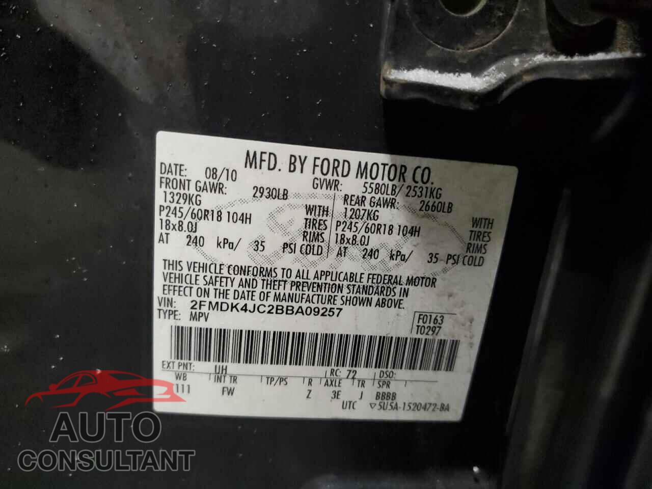 FORD EDGE 2011 - 2FMDK4JC2BBA09257
