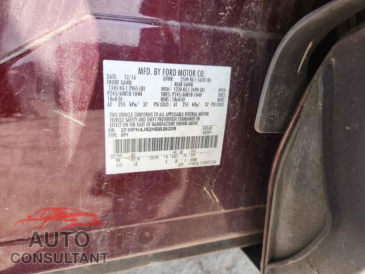 FORD EDGE 2017 - 2FMPK4J82HBB26208