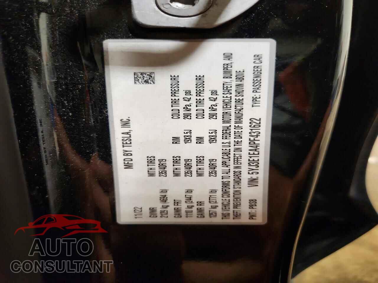 TESLA MODEL 3 2023 - 5YJ3E1EA4PF431622