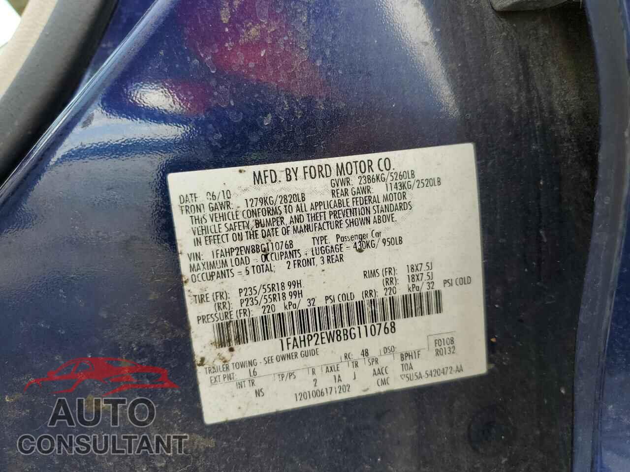 FORD TAURUS 2011 - 1FAHP2EW8BG110768