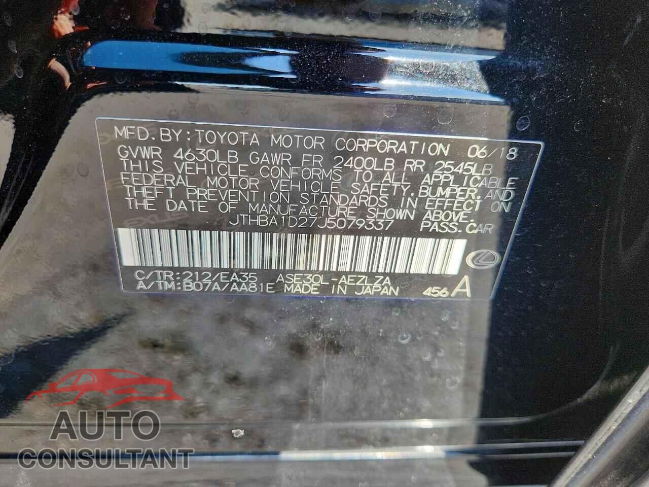 LEXUS IS 2018 - JTHBA1D27J5079337