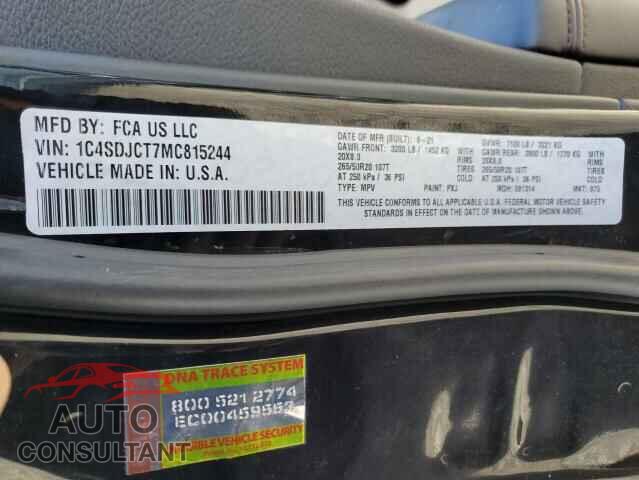 DODGE DURANGO 2021 - 1C4SDJCT7MC815244